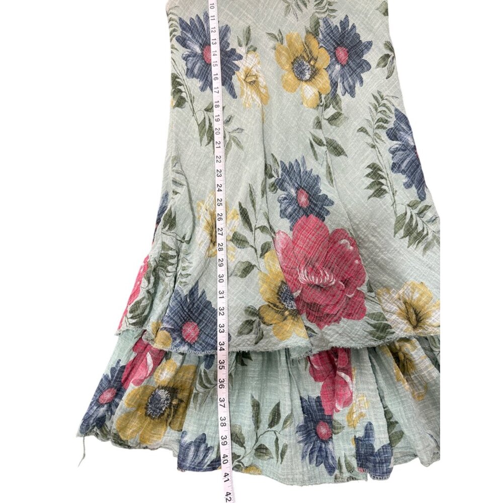 Colette Womens Size XS Sleeveless Dress Floral Ruffled Hem Fairly Garden Green - Picture 5 of 6